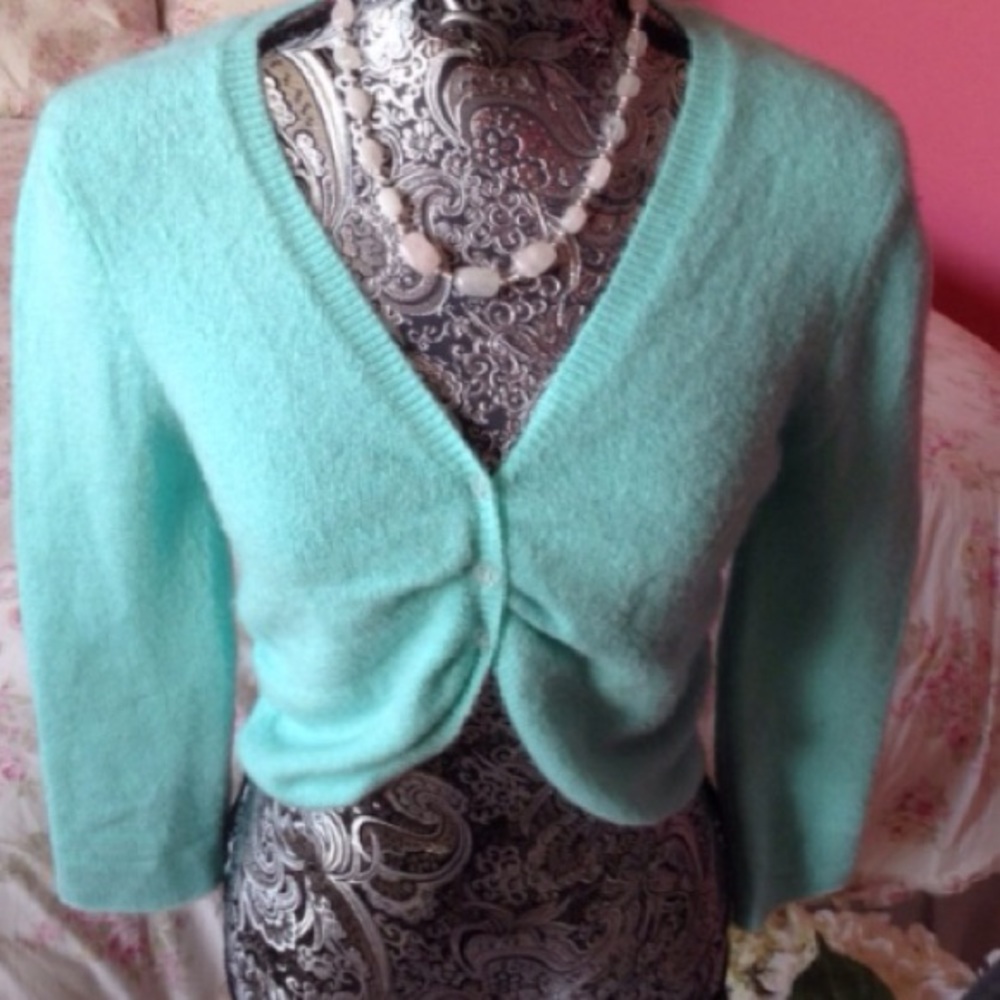 Y2K CROP NEXT ERA TURQUOISE  3/4 SLEEVE SWEATER M NWO